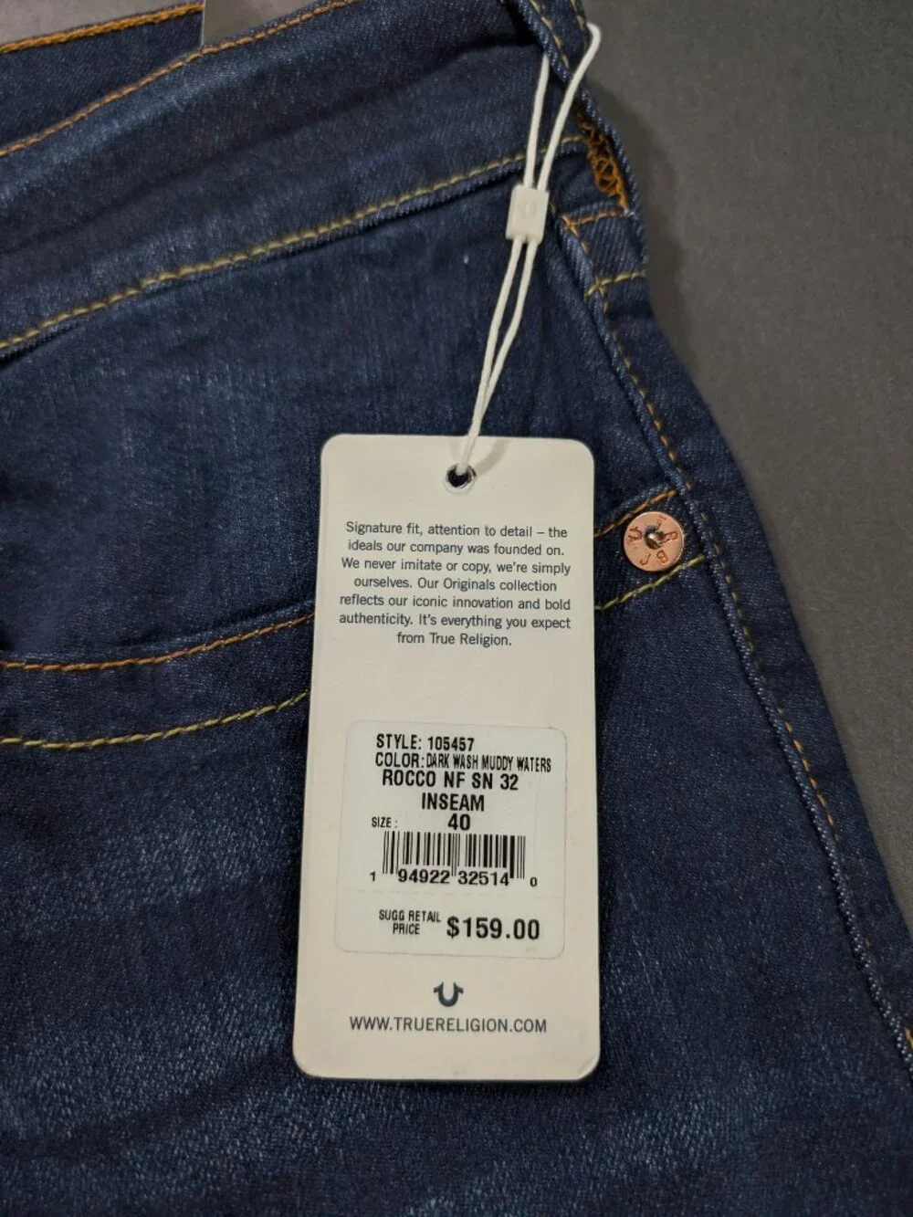 Originals By True Religion Men's Rocco Relaxed Skinny Jeans Size 40x32 Rare